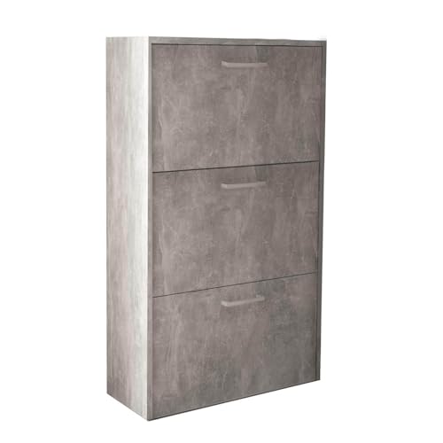milani home - scarpiera 3 ante a ribalta cm 59x25x105 h Colore: Cemento