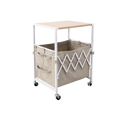 Chariot à linge roulant avec étagère supérieure et table de chevet petits espaces
