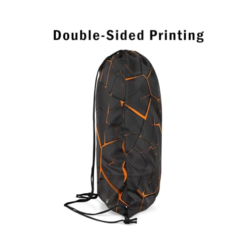 Erosebridal Orange Honeycomb Print Drawstring Bags 13X15.7,Orange and Black Volcano String Backpack,Volcano Rock Drawstring Backpack,Neon Light Geometrical Honeycomb Draw String Back Bag4