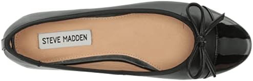Steve Madden Women's Ellison Ballet Flat, Black Leather, 7 | Image 4