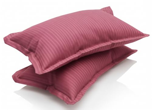 Image of Satin Striped Glace Cotton Double bedsheet with 2 Pillow Cover | Soft & Smooth Finish | Double Bed bedsheet 90 x 90 Inch | Pillow Cover 18 x 28 Inch | Breathable, Fade Resistant