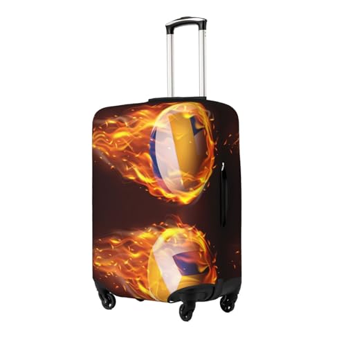 Volleyball Balls Flying Fire Falling Luggage Cover for Suitcase, Suitcase Cover Protector Fit 25-28 Inch Luggage Travel Accessories, L2