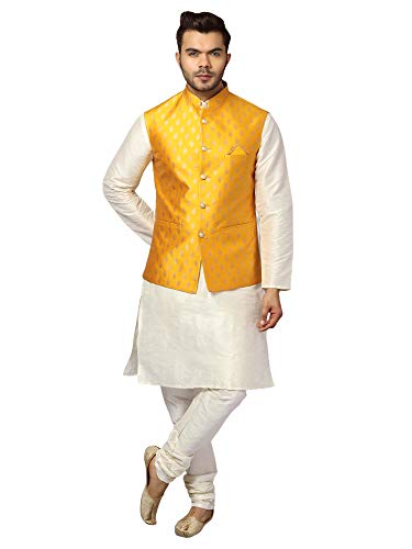 Image of Uri and MacKenzie Men's Silk Blend Kurta Pajama with Designer Ethnic Nehru Jacket /Modi Jacket