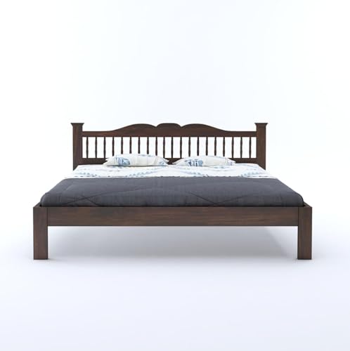 Image of AADITYA WOODS Solid Sheesham Wood Queen Bed Cot Without Storage | Wooden Bed for Bedroom | Multipurpose Use Cot Palang Diwan (Walnut q2, Queen) (82x65x34 inch)