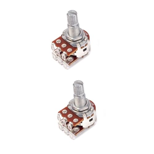 FAVOMOTO 2pcs Long Knurled Guitar Volume Potentiometer Mn500k Split Shaft Audio Taper Pot
