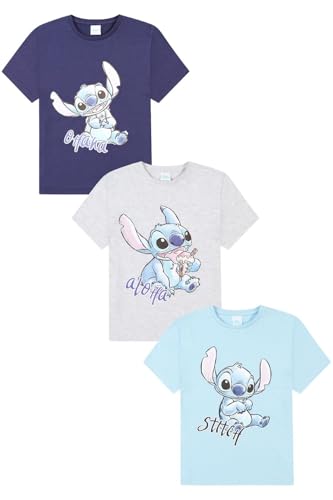 Disney Lilo and Stitch 3 Pack Girls T-Shirts Multipack (11-12 Years) Blue
