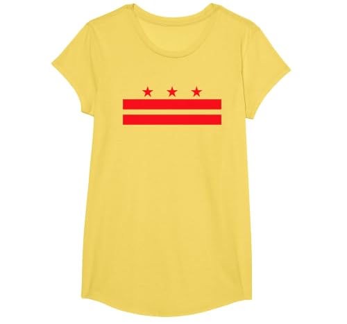 Washington DC Flag T-Shirt T-Shirt, Girls, Lemon Yellow, Small
