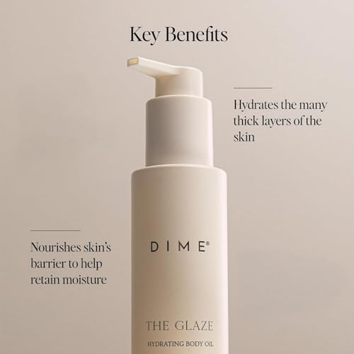 Image of DIME Beauty Glaze Body Oil - Fast-Absorbing Non-Greasy Dry Body Oil with Argan, Jojoba and Rosehip Oil for All Over Body Glow, Hydrating Skin Oil, Vegan, Cruelty-Free, 4 oz / 120 ml