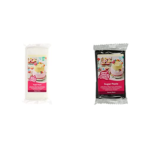 FunCakes Pasta De Azúcar Blanco Brillante, 1000 Gramo & Pasta De Azúcar Negro, 250 Gramo