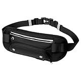 Riñonera para correr para mujer, riñonera de ejercicio para mujer, riñonera, cinturón para correr para teléfono celular, cartera, llaves, tarjetas, botella de agua, Black, Refer to description, Unisex