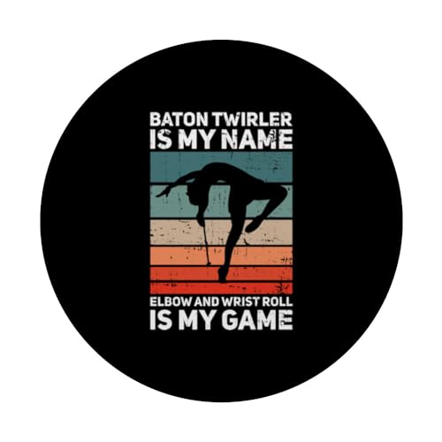 Baton Twirler Design For Twirling Recitals PopSockets Swappable PopGrip, Black - Image 3