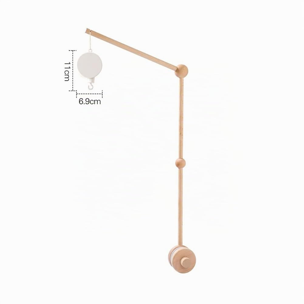 Mobile Lit Bébé Mouton avec Support Mobile Bébé Réglable et Boîte à Musique, Mobile Bébé Bois, Mobile Musical Lit Bébé, Carillon de Vent Suspendu pour Lit Bébé, Cadeau Bébé Nouveau-né (Beige)