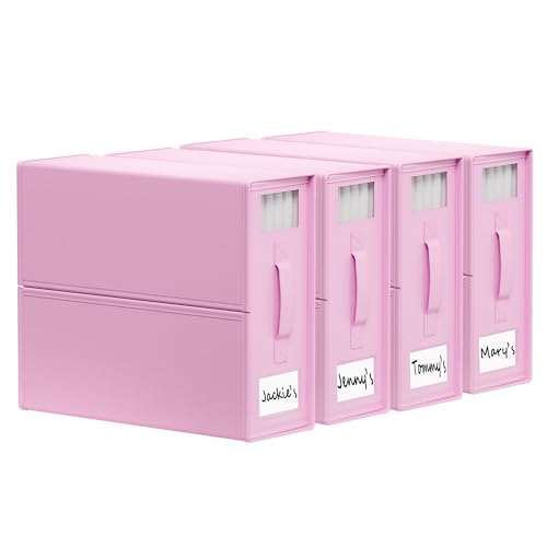 SUOCO SheetCube Bed Sheet Organizers and Storage 4 Pack, Foldable Linen Closet Organizer with Window and Label, Bedding Folder Storage Box Container for Blanket, Duvet Cover Set, Bed Sheet Set - Pink by SUOCO - Used condition - US$20.15