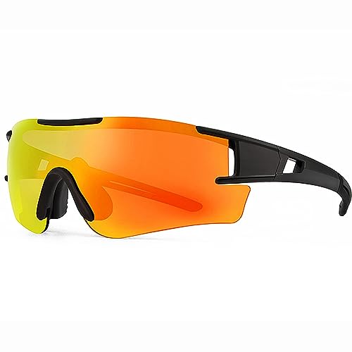 SPOSUNE Polarized Sports Sunglasses with 4 Interchangeable Lenses - Cycling Glasses for Men Women Running Baseball Golf