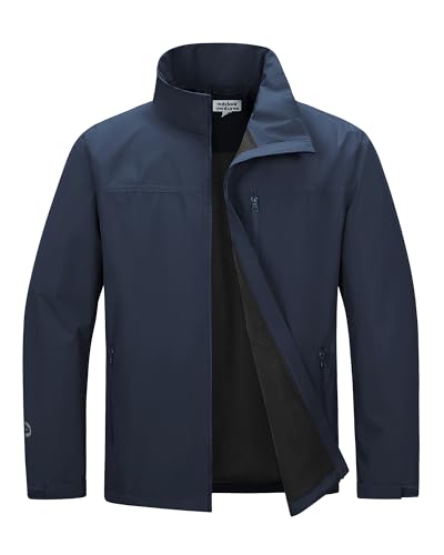 Outdoor Ventures Men's Lightweight Jackets Waterproof Fleece Lined Rain Jackets Windproof Jacket for Hiking Cycling Golf