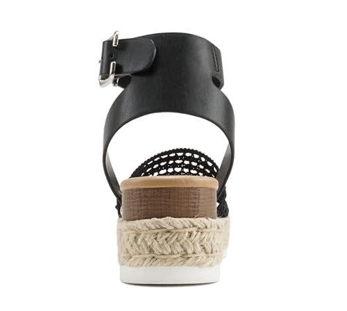 Image of Soda Topic Open Toe Buckle Ankle Strap Espadrilles Flatform Wedge Casual Sandal