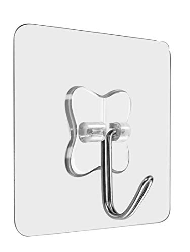 IOQSOF Wall Adhesive Heavy Duty 10 Large Utility Without Nails,Clear Hanging Hooks Value Pack Kitchen Bathroom Office Decorations, Transparent