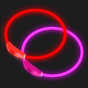 2 Piezas de Collares de Perro LED, Collares de Perro Luminosos, Luces de Perro Recargables nocturnas, Rojo y Rosa
