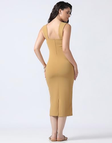 Image of Selvia Women's Calf Length Western Dress Stylish, Lycra Bodycon Dress for Woman Stylish