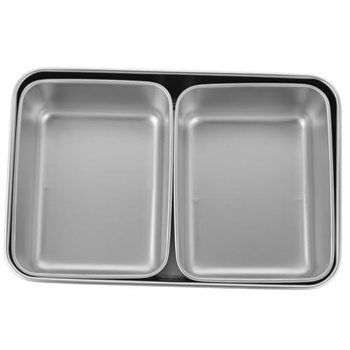 MOLUCKFU 1 Set Compartment Seasoning Box Appetizer Plates Food Dipping Bowl Divided Dipping Plates Divided Dipping Bowl Snack Serving Dishes Decor Food Tray Stainless Steel Silver re-usable
