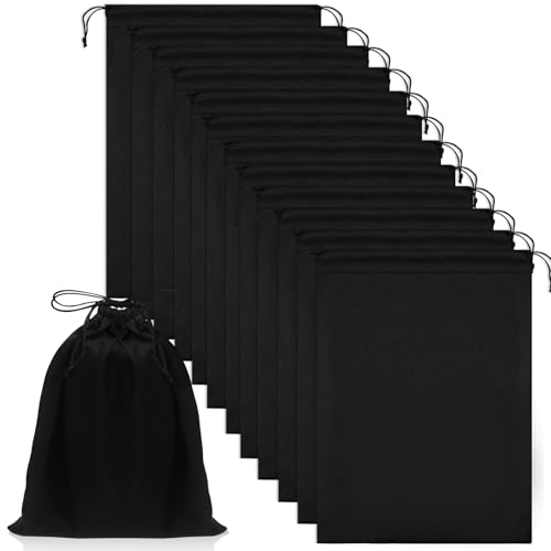 Weewooday 12 Pcs Satin Adult Toy Bags with Drawstring Silk Adult Game Toy Storage Multi Purpose Foldable Pouch Lightweight Gift Organizer for Women Men(Black 15.75 x 11.81 Inch)