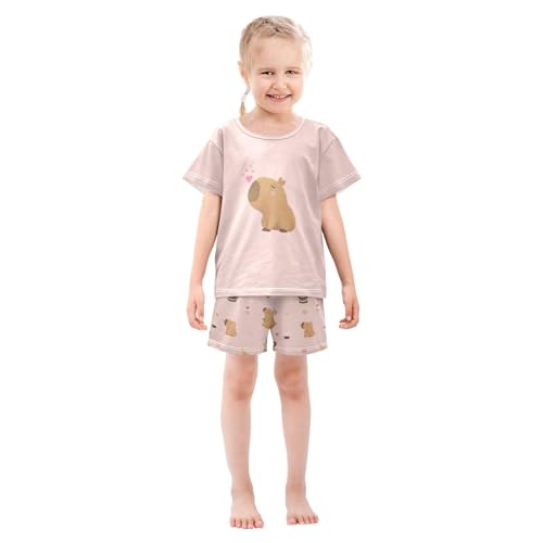 senya Birthday Cute Capybara Fantastic Summer Pajamas Set Short Cotton Sleepwear 2 Piece3