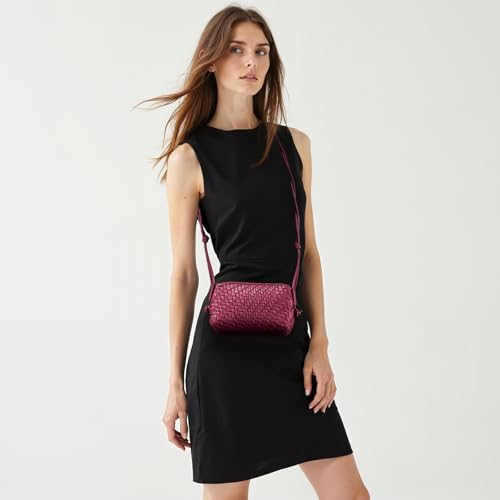 Woven Crossbody Bag for Women, Vegan Leather Small woven purse,zipper bags with Adjustable Strap2