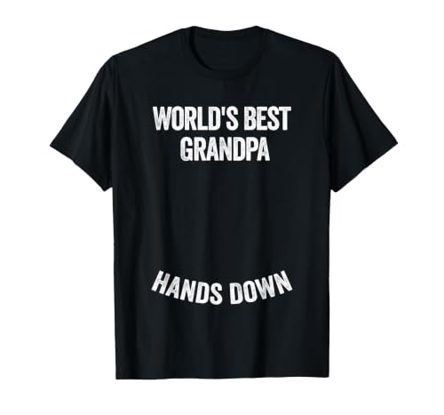 World's Best Grandpa Hands Down Make a Handprint T-Shirt, Men, Black, Small