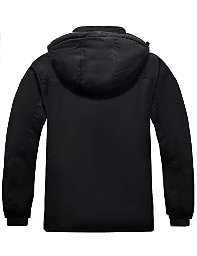 Wantdo Men's Big&Tall Mountain Waterproof Ski Jacket Plus Size Hood Winter Snow Coats Black 4X-Large Big #TOP1