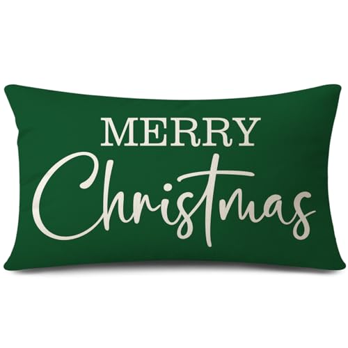 JOTOM 1 Stück Weihnachten Kissenbezug, Merry Christmas...