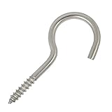 5 Stück Schraubhaken mit Holzgewinde A2 80 x 25 mm - Haken halbrund gebogen Wandhaken Hakenschraube Wäscheleinenhaken Deckenhaken Holzgewinde Edelstahl I DIOS24®