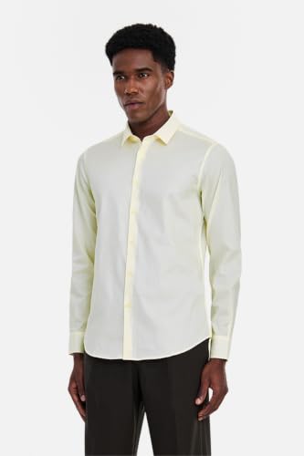 Image of SNITCH Men Formal Shirt | Slim Fit Full Sleeve Spread Collar Solid Design | Premium 100% Cotton & Breathable Fabric for Office, Business Meetings