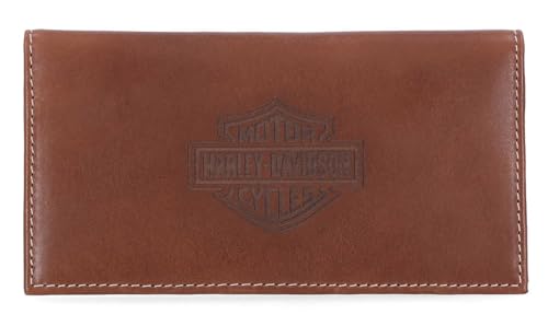 Harley-Davidson Men's Laser Bar & Shield Rodeo Bi-Fold Leather Wallet - Brown