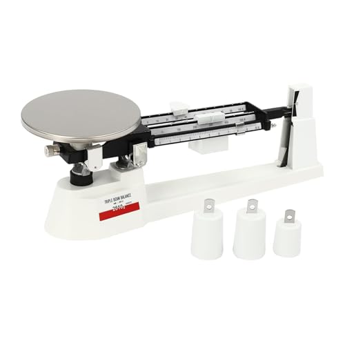 JayHumphrey Three Beams Scale with Stainless Steel Weighing Platter and 3 Weights 2610g Capacity 0.1g Accuracy Lab Scale Mechanical Balance Scale for Industrial Agriculture WeighingSilver,1