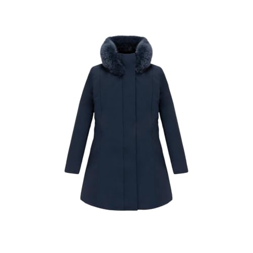 Parka da Donna composto in tessuto tecnico idrorepellente, con cappuccio regolabile con coulisse e tasche frontali con zip a scomparsa. Presenta una chiusura a zip a doppio cursore.