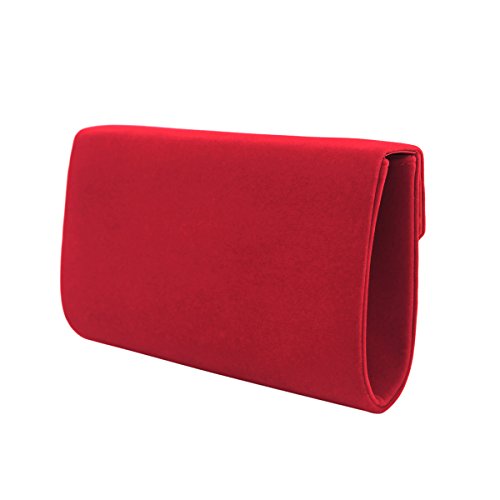 Elegant Solid Color Velvet Clutch Evening Bag Handbag, Red #TOP3