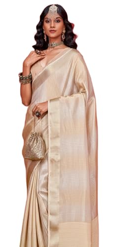 Image of SWORNOF Women's Woven Khadi Georgette Silk Saree With Unstitched Blouse Piece