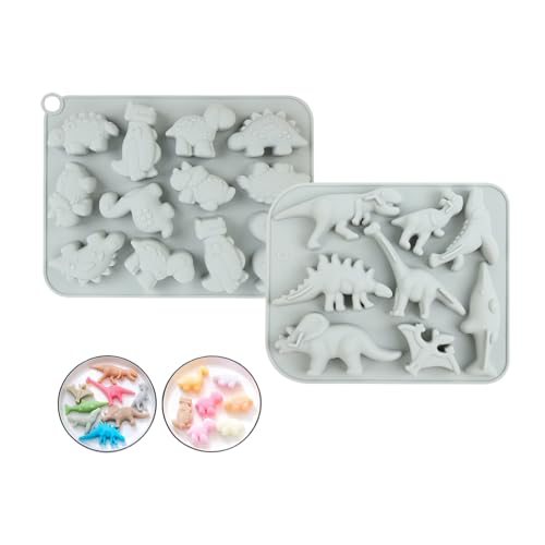 Fyfjur Molde Chocolate, 2 Piezas Dinosaurio Moldes Bombones Silicona, Cubiteras Para Hielo, Molde De Silicona Para Chocolate, Moldes Silicona Para Dulces, Chocolate, Gelatina, Cubitos De Hielo