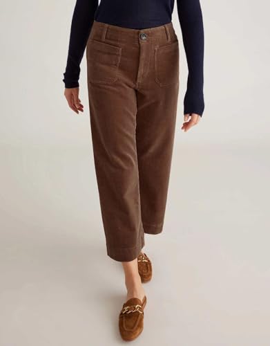 Women's Wide Leg Corduroy Pants Stretch High Waist Patch Pockets Straight Leg Jeans Pants3