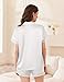 Ekouaer Womens Satin Pajama Set Lace Trim Button Down Bride Pj Shorts Set Getting Ready Outfits Bridal Party Gifts, White, Small