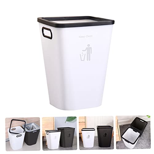 Caneca de basura plástica rectangular para hogar blanca miniatura 7
