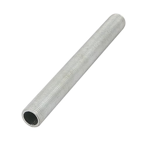 Image of uxcell Lamp Pipe Nipple, M12 Thread 110mm Length Hollow Lamps Repair Part Hardware for Lamp Lights, Zinc Alloy Silver Tone