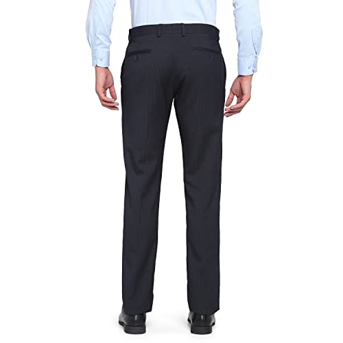 Image of blackberrys Structured Polyester Viscose Slim Fit Men's Work Wear Trousers