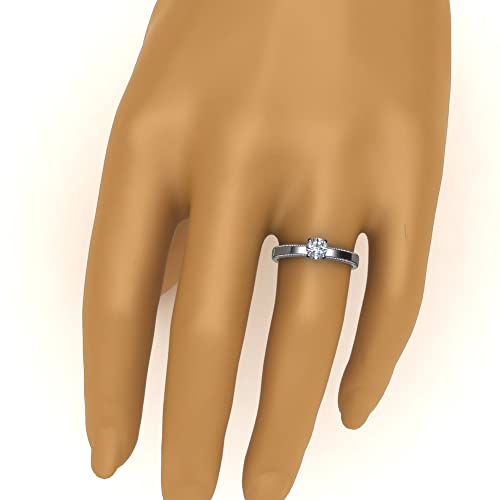Image of Choose Your Gemstone Glossy Band Ring 925 Sterling Silver Round Shape Solitaire Engagement Rings Ornaments Surprise for Wife Symbol of Love Clarity Comfortable US Size 4 to 12