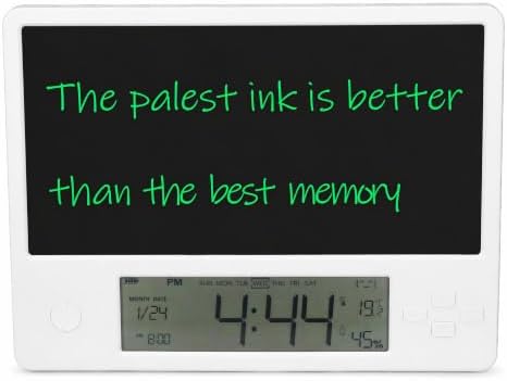 Electronic Digital Calendar with LCD Writing Tablet Memo Board and Stylus, Time&Day&Temperature&Humidity Display for Office Student Home Work, White image 4