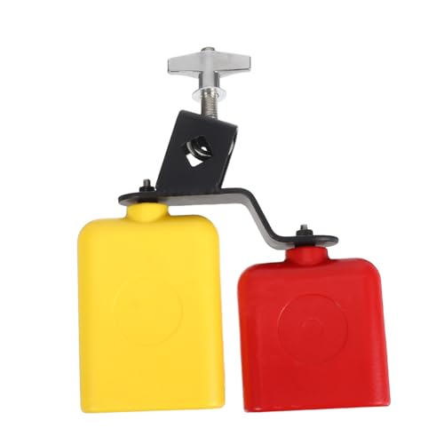 AKOOSY Bloc De Percussion En Plastique Bicolore Cloche à Vache Double Tonalité Aiguë Et Grave, Instrument De Percussion Latine Compact Pour Orchestres Scolaires Et Accompagnement Musical