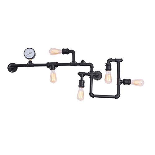 LightInTheBox Loft Industrial Wall Lamps Antique Edison Wall Lights with Bulbs E26/E27 Vintage Pipe Wall Lamp for Living Room Lighting (Black)