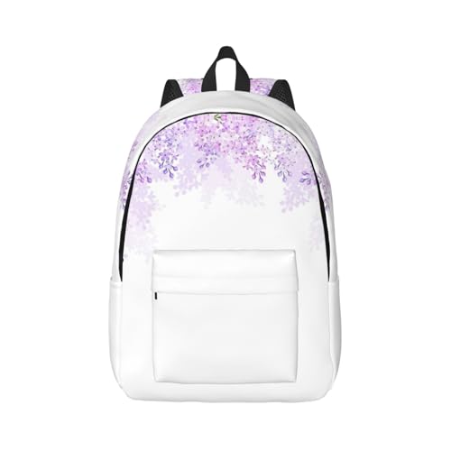 Mochila de viaje floral lila para escapadas de fin de semana con compartimento de portátil
