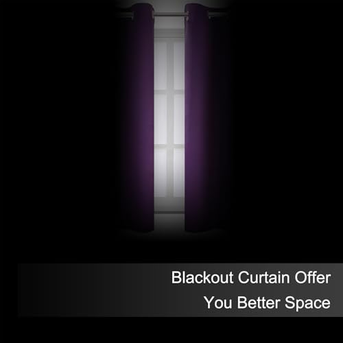 Image of LEMOMO Purple Blackout Curtains 42 x 54 Inch Length Set of 2 Panels Grommet Bedroom Curtains for Living Room