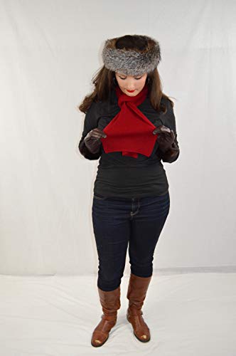 Leather Gloves With Mink Fur Trimming & Cashmere Lining (Coffee Brown - M) #TOP7